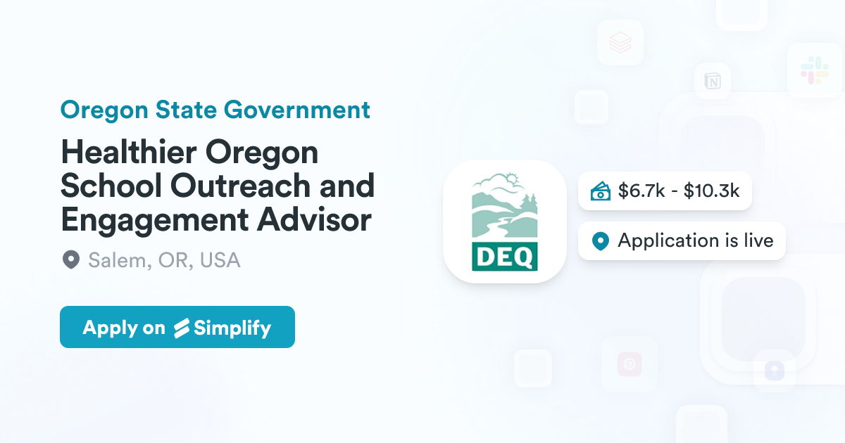 Healthier Oregon School Outreach and Engagement Advisor Oregon State